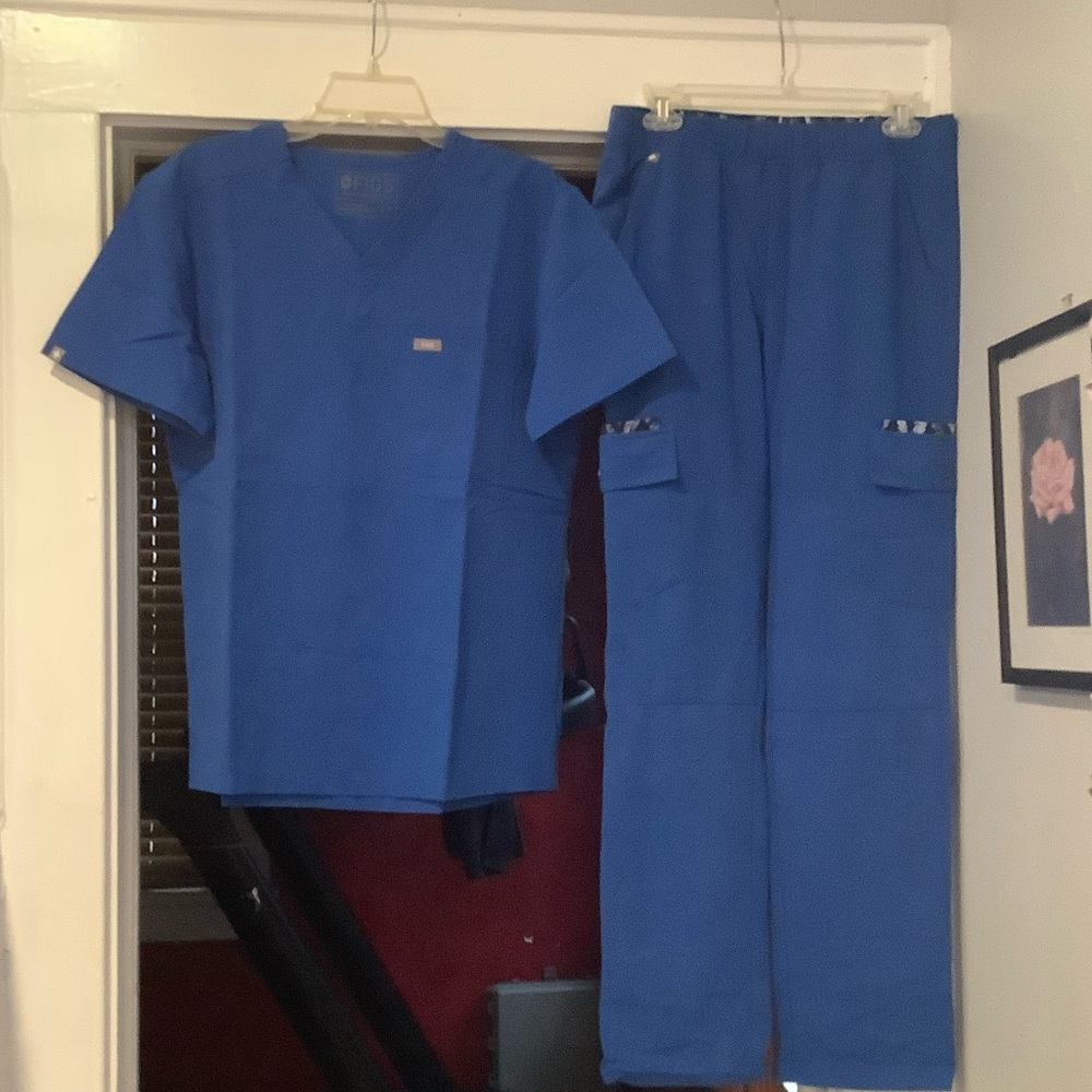 Figs Royal Blue Scrub Top
